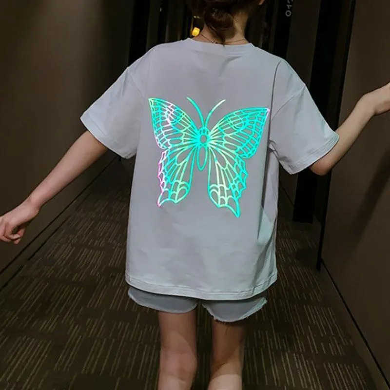 2-piece Butterfly Pattern T-shirt & Shorts for Girl