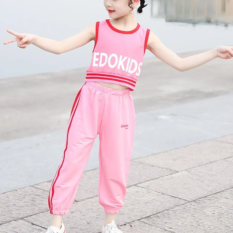 2-piece Letter Pattern Vest & Pants for Girl