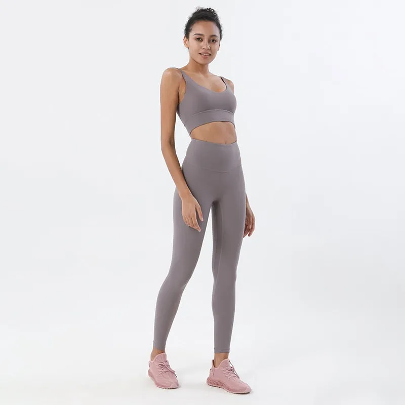 2 Piece/set Tracksuits  Ladies Yoga Set Sports Suit Lounge Wear Crop Tops Leggings 14 colors