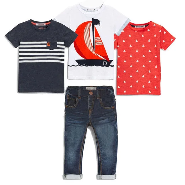 4Pcs Boys Clothes Sets Summer Children Clothing Baby Boy Sport Suit T-shirt Jeans Costume For Kids