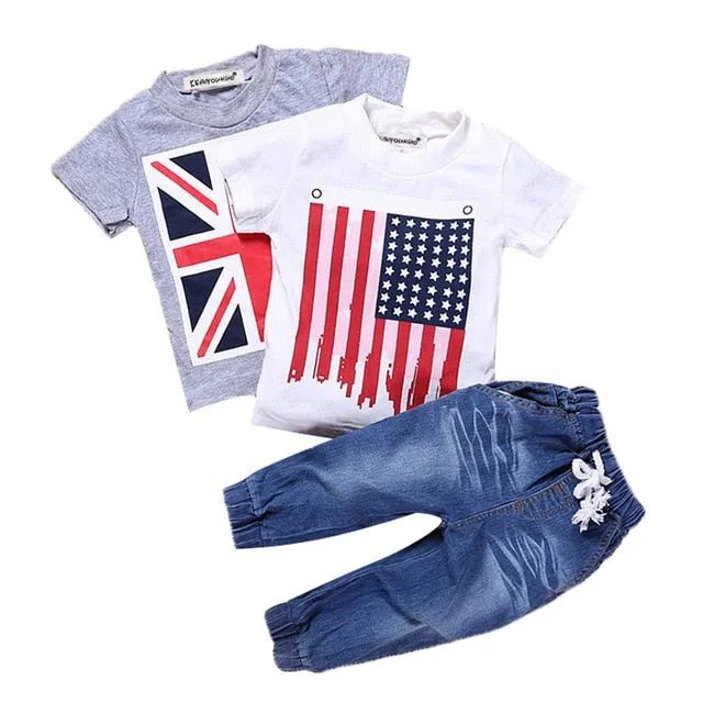 4Pcs Boys Clothes Sets Summer Children Clothing Baby Boy Sport Suit T-shirt Jeans Costume For Kids