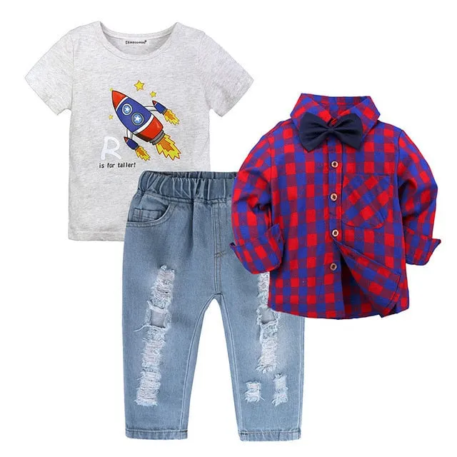 4Pcs Boys Clothes Sets Summer Children Clothing Baby Boy Sport Suit T-shirt Jeans Costume For Kids