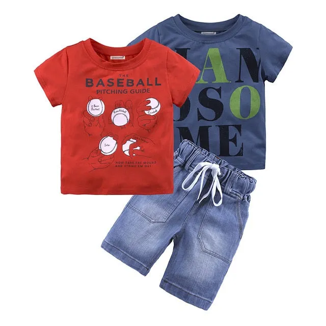 4Pcs Boys Clothes Sets Summer Children Clothing Baby Boy Sport Suit T-shirt Jeans Costume For Kids