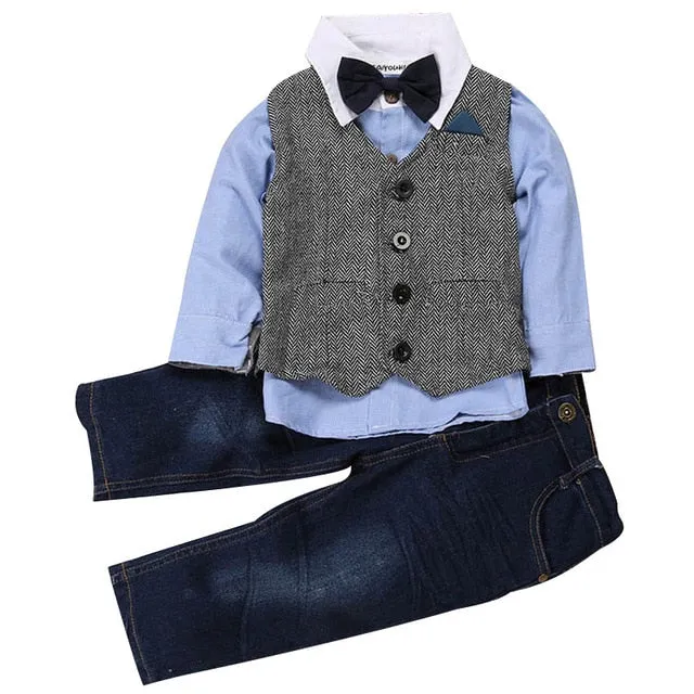 4Pcs Boys Clothes Sets Summer Children Clothing Baby Boy Sport Suit T-shirt Jeans Costume For Kids