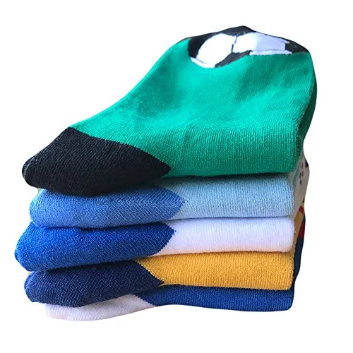 5 Pack Men's Cool Crazy Football Patterned Novelty Funny Cotton Casual Crew Socks, Multicolor, Free