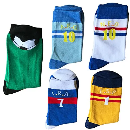 5 Pack Men's Cool Crazy Football Patterned Novelty Funny Cotton Casual Crew Socks, Multicolor, Free