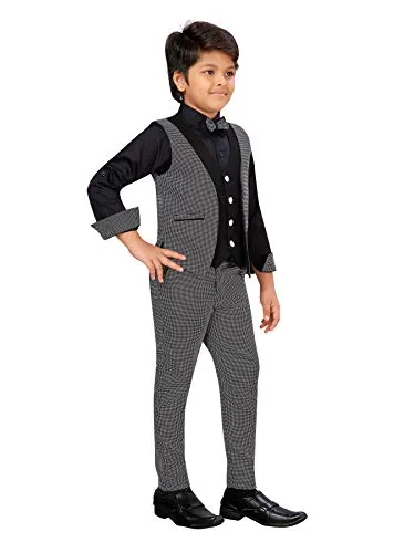 AJ DEZINES Kids Regular Fit Clothing Suit Set For Boys (732-BLACK-10)