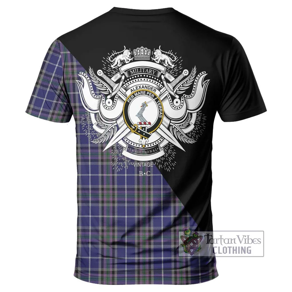 Alexander of Menstry Tartan T-Shirt with Family Crest and Military Logo Style