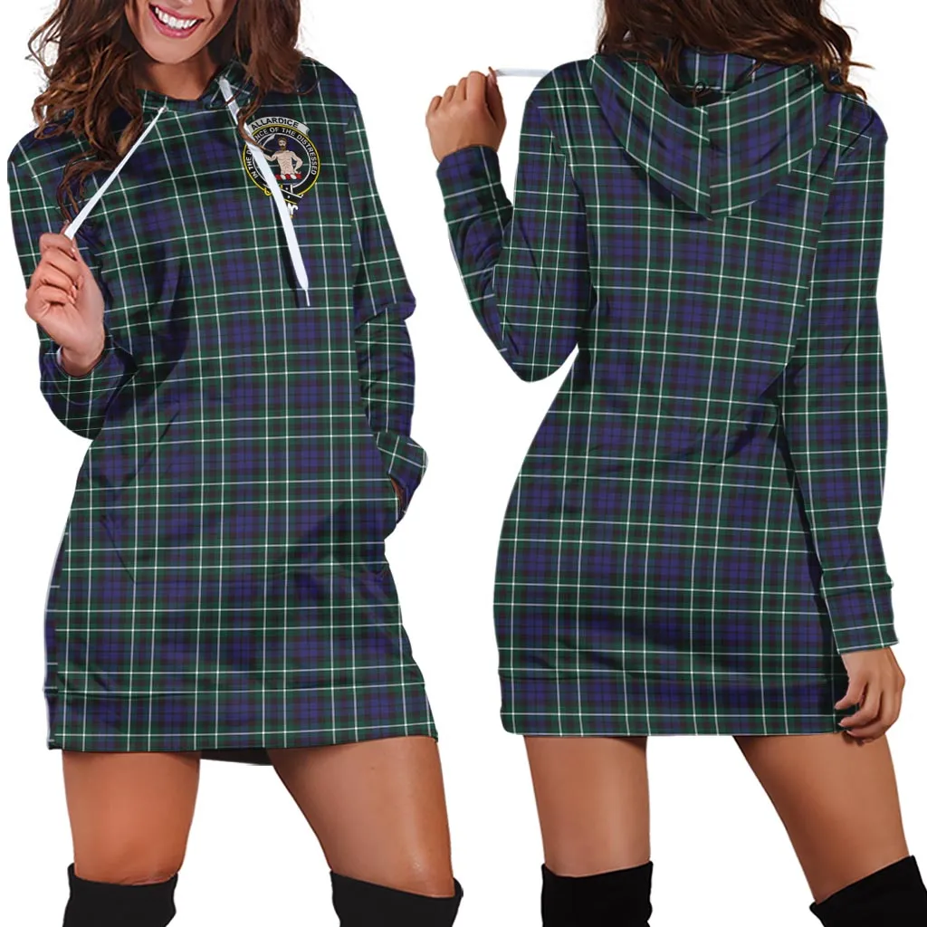 Allardice Tartan Hoodie Dress with Family Crest