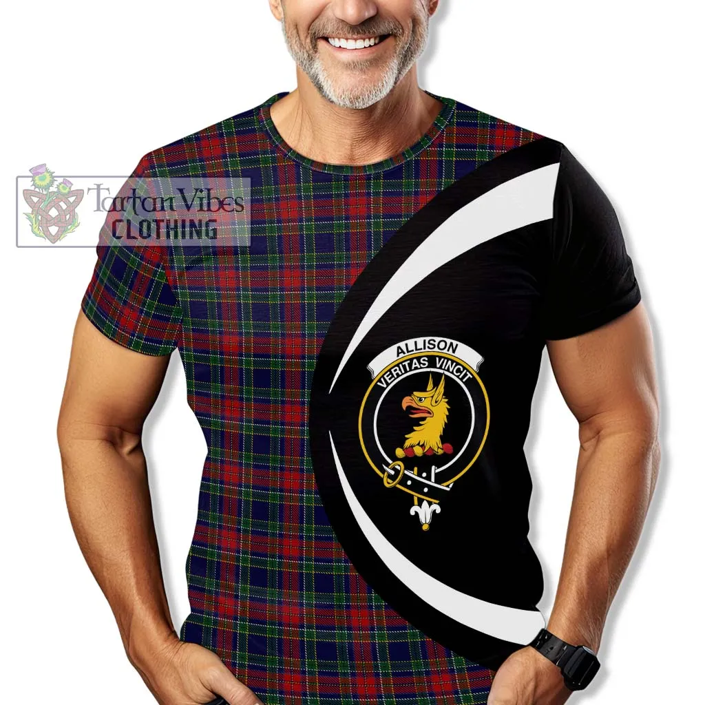 Allison Red Tartan T-Shirt with Family Crest Circle Style