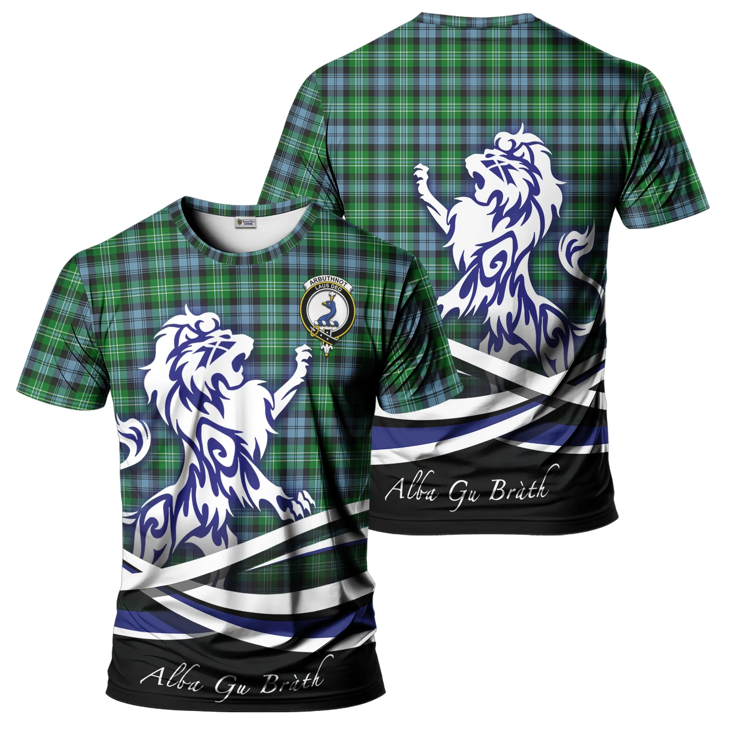 Arbuthnot Ancient Tartan T-Shirt with Alba Gu Brath Regal Lion Emblem