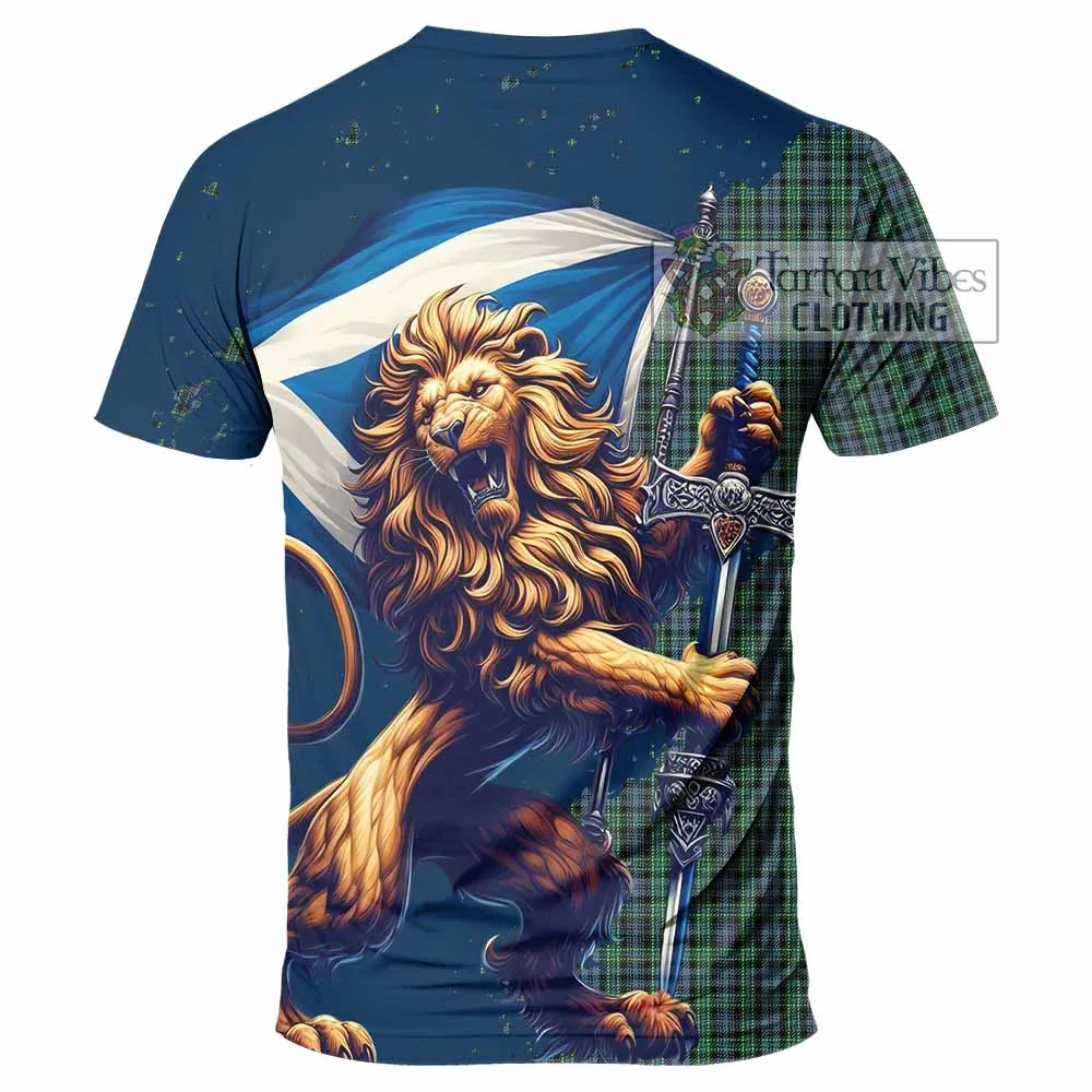 Arbuthnot Tartan Family Crest T-Shirt with Scottish Majestic Lion