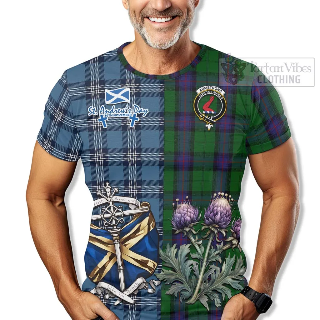 Armstrong Tartan T-Shirt Happy St. Andrew's Day Half Tartan Style