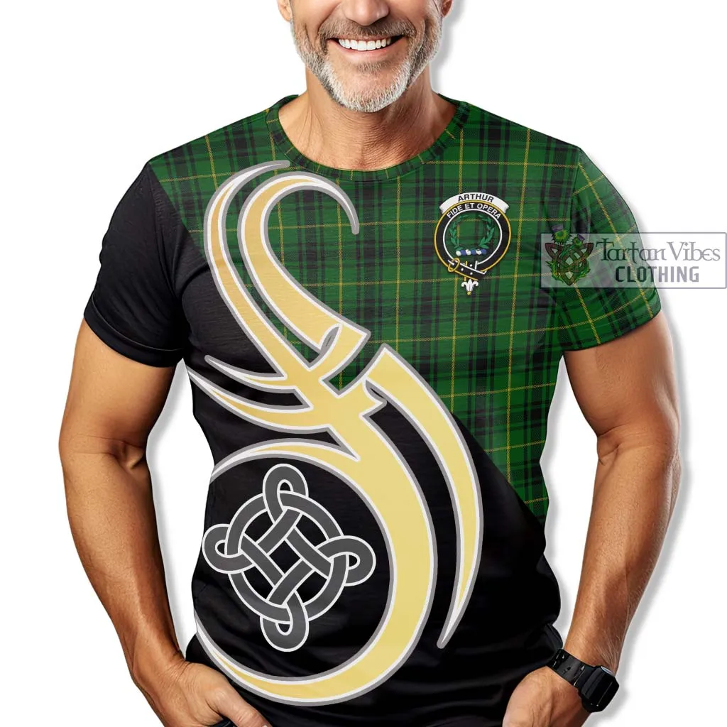 Arthur Tartan T-Shirt with Family Crest and Celtic Symbol Style