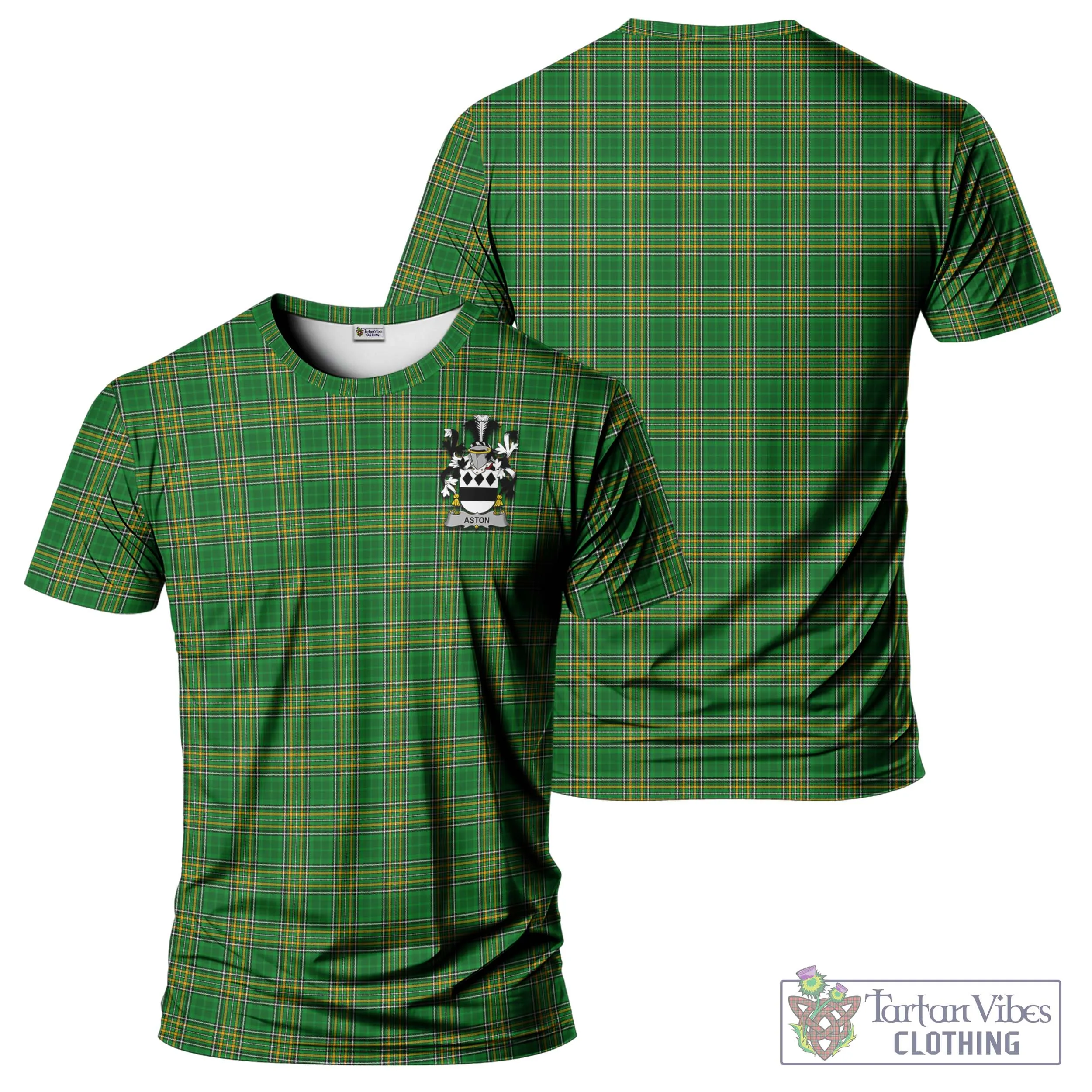 Aston Irish Clan Tartan T-Shirt with Family Seal