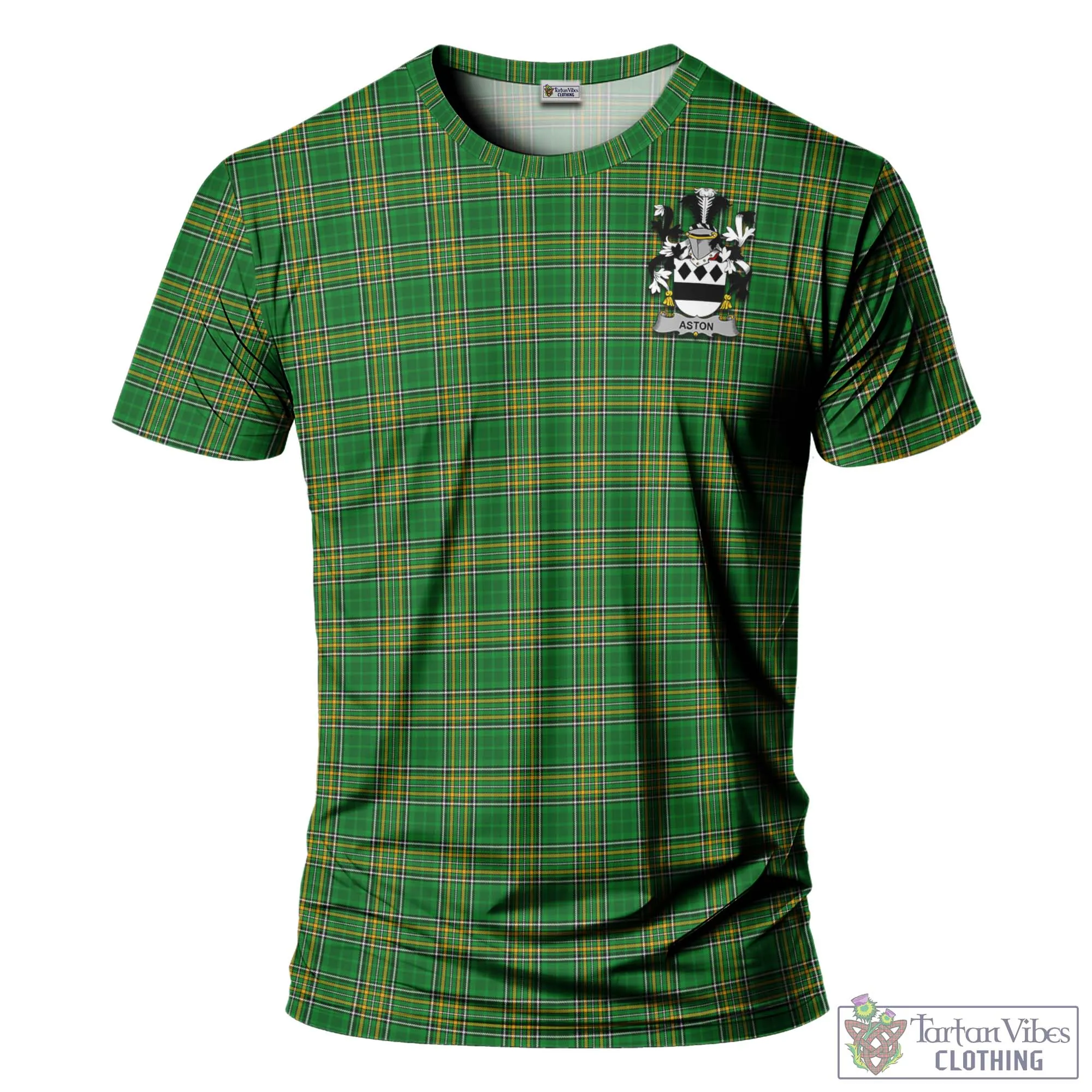 Aston Irish Clan Tartan T-Shirt with Family Seal