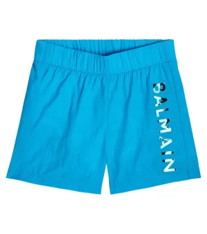 Baby Balmain Kids logo swim shorts, blue