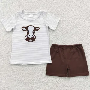 Baby Boys Clothing Outfits Western Cow Embroidery Shorts Sets BSSO0218