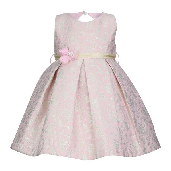 BABY GIRLS PINK DAMASK BALL DRESS