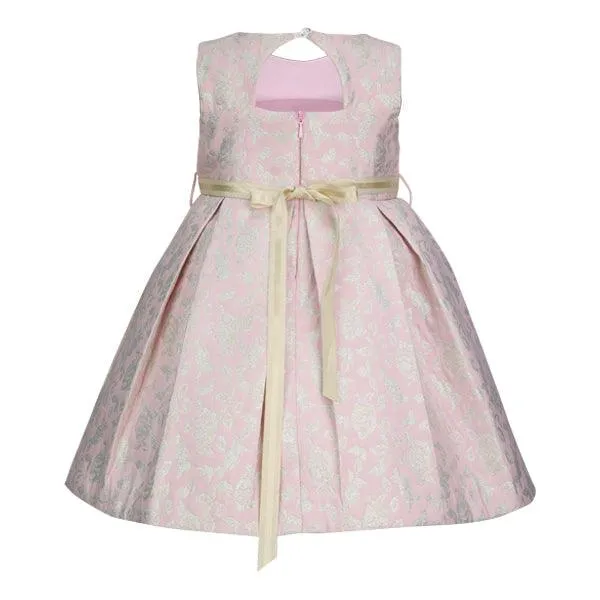 BABY GIRLS PINK DAMASK BALL DRESS