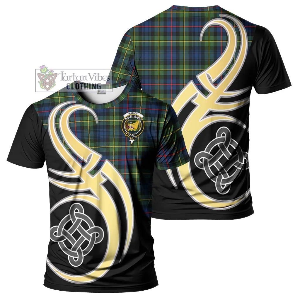 Bailey Modern Tartan T-Shirt with Family Crest and Celtic Symbol Style