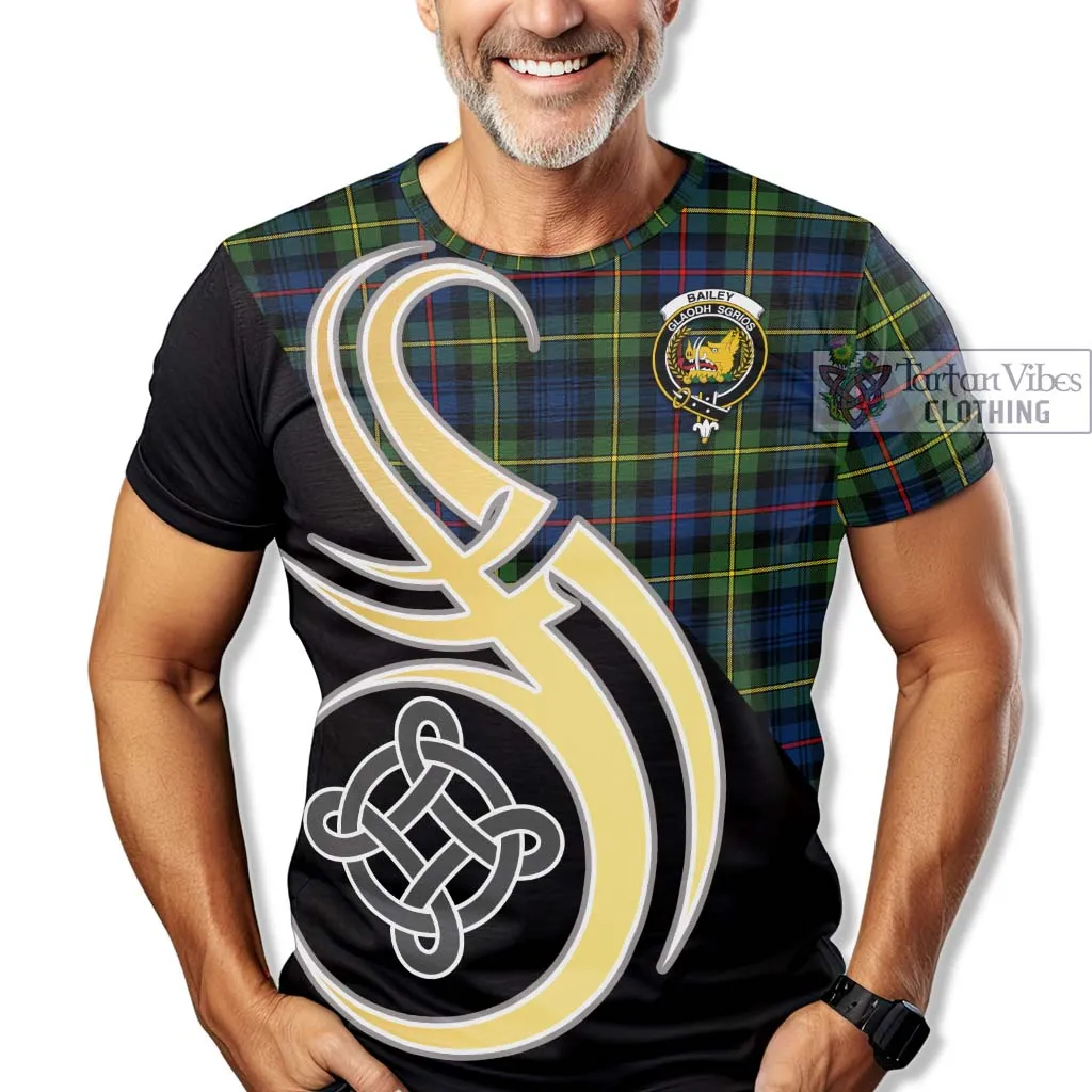 Bailey Modern Tartan T-Shirt with Family Crest and Celtic Symbol Style