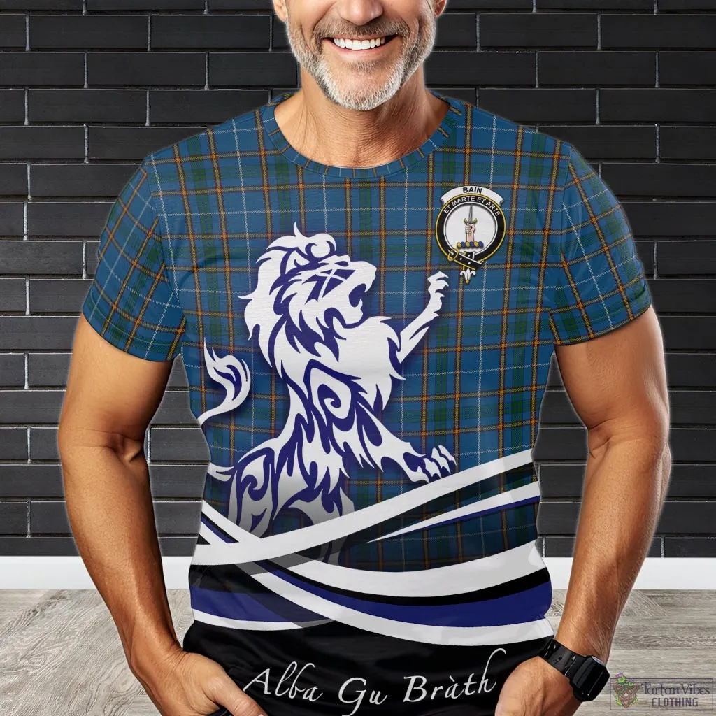 Bain Tartan T-Shirt with Alba Gu Brath Regal Lion Emblem