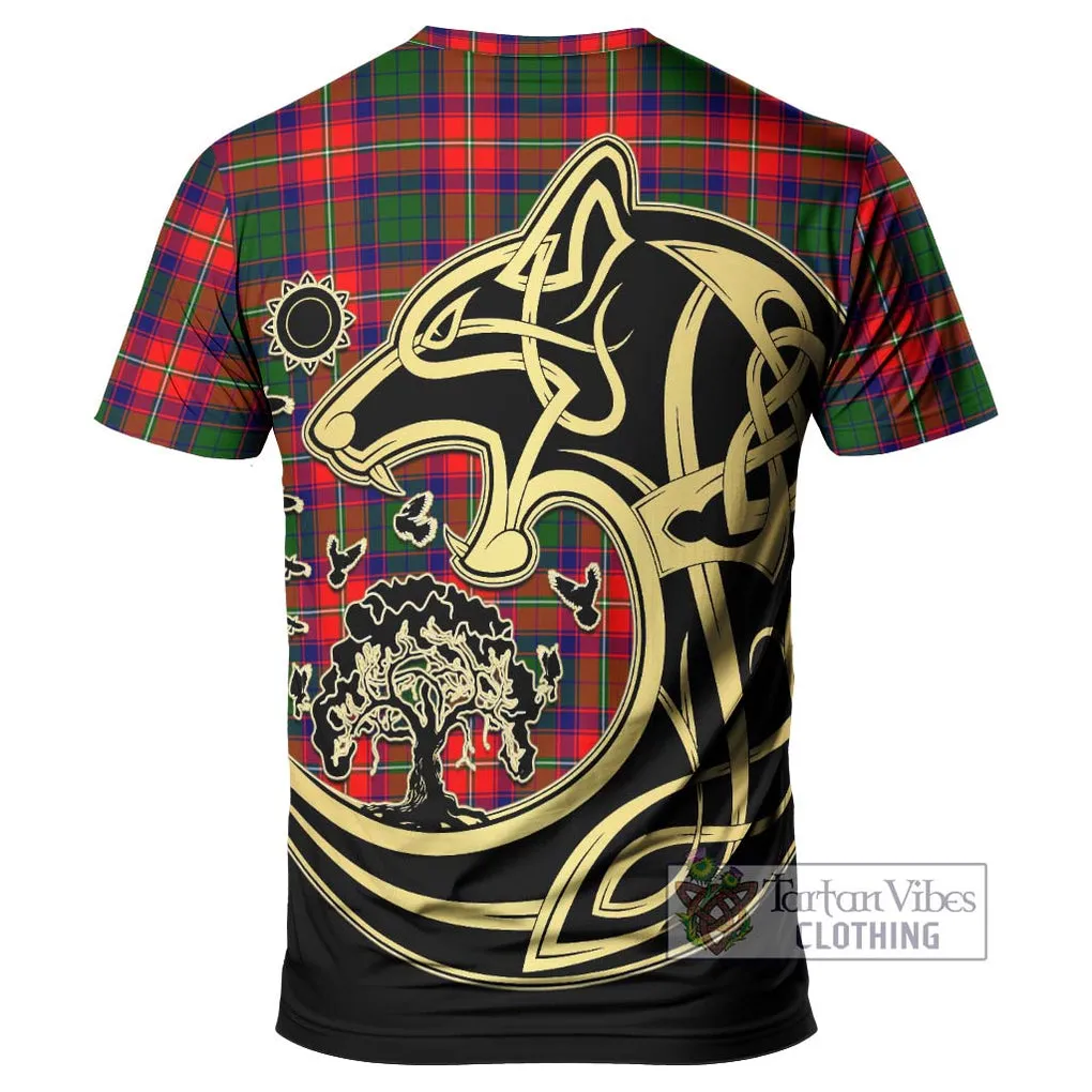 Belsches Tartan T-Shirt with Family Crest Celtic Wolf Style