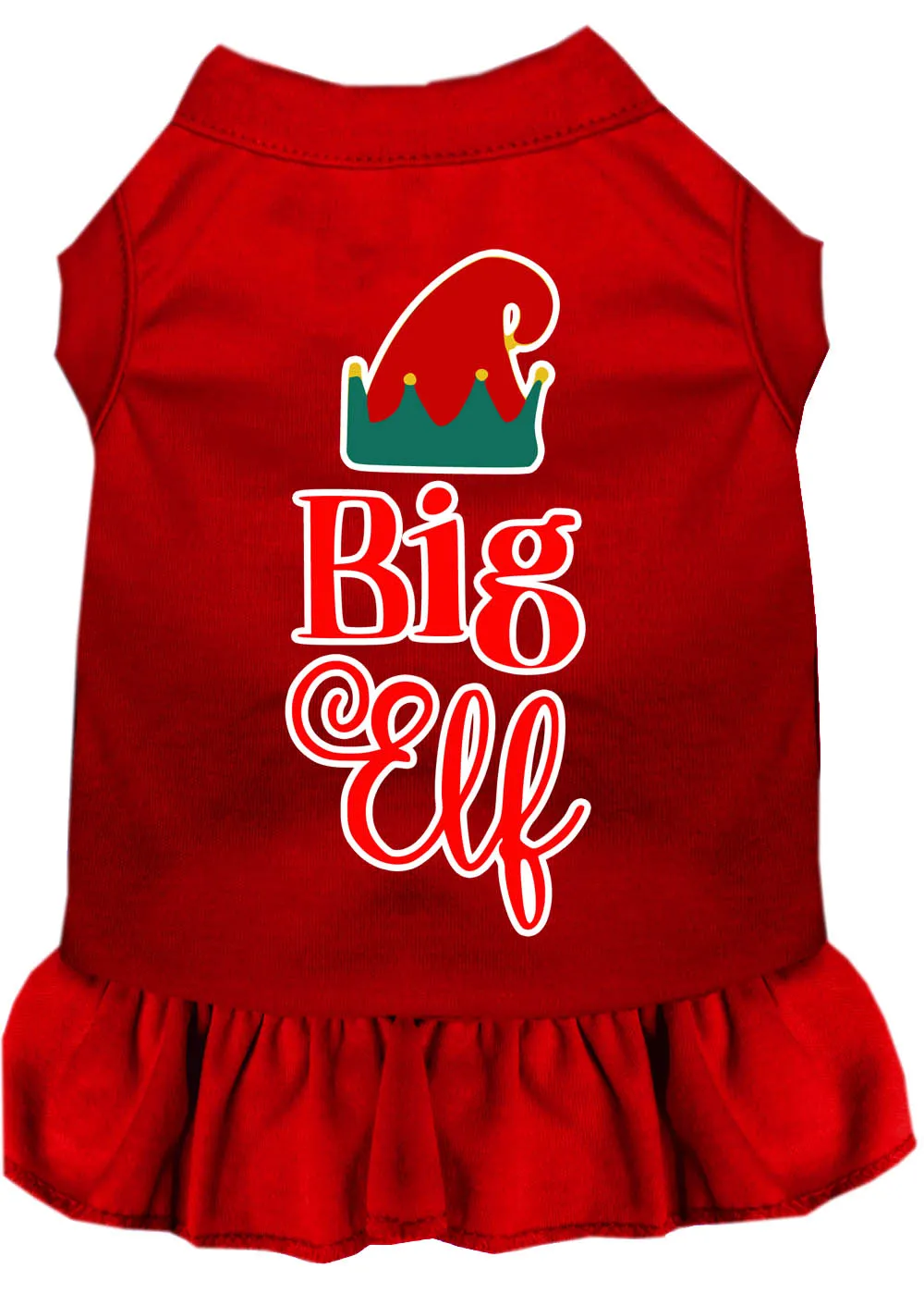 Big Elf Screen Print Dog Dress Red Lg