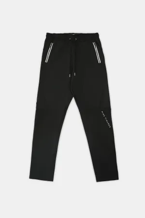 Black Double Interlock Trousers