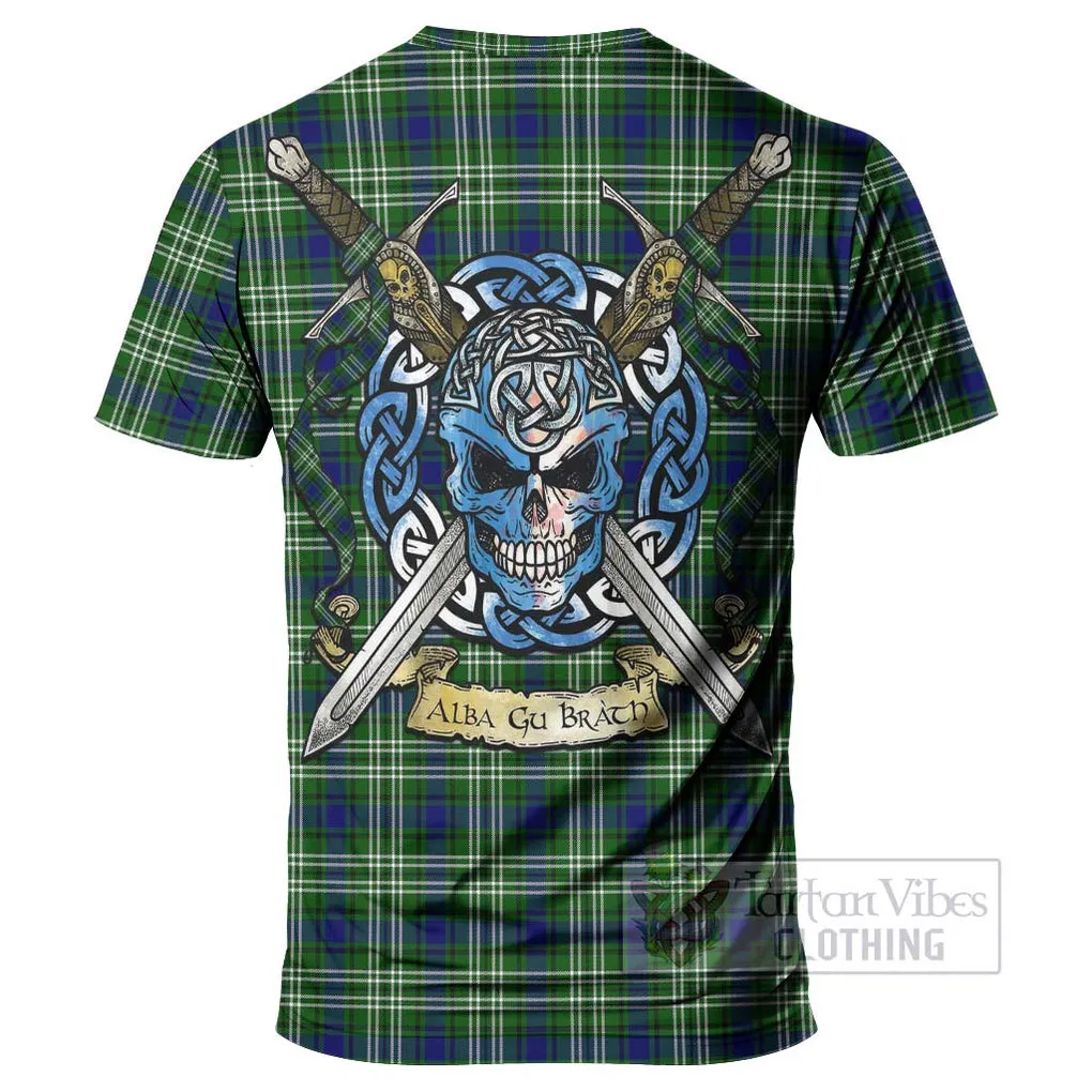 Blackadder Tartan T-Shirt with Family Crest Celtic Skull Style