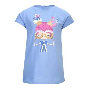 BLUE GRAPHIC PRINT GIRLS TSHIRT