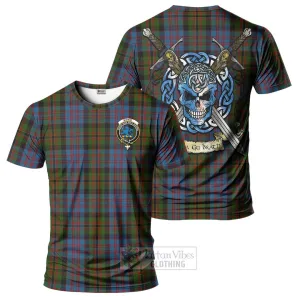 Bowie Tartan T-Shirt with Family Crest Celtic Skull Style