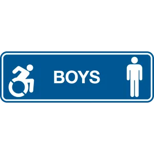 Boys Accessible with Text, Male & Dynamic Wheelchair Graphics Long Rectangle Layout Washroom Sign