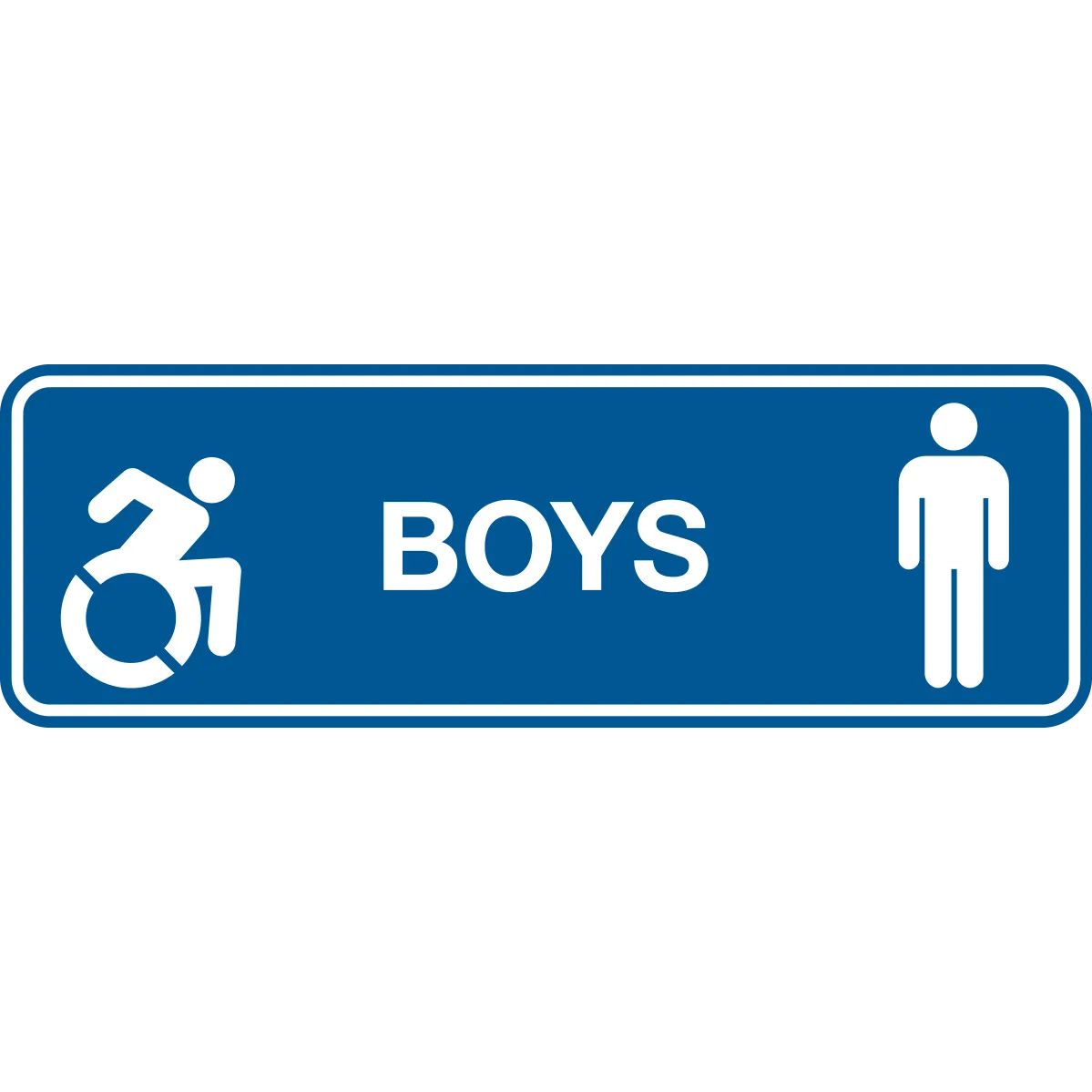 Boys Accessible with Text, Male & Dynamic Wheelchair Graphics Long Rectangle Layout Washroom Sign