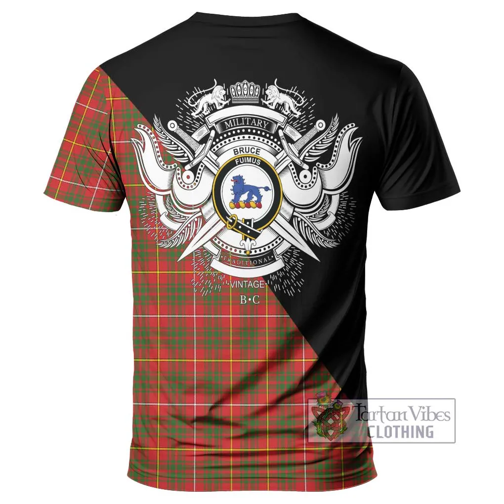 Bruce Modern Tartan T-Shirt with Family Crest and Military Logo Style