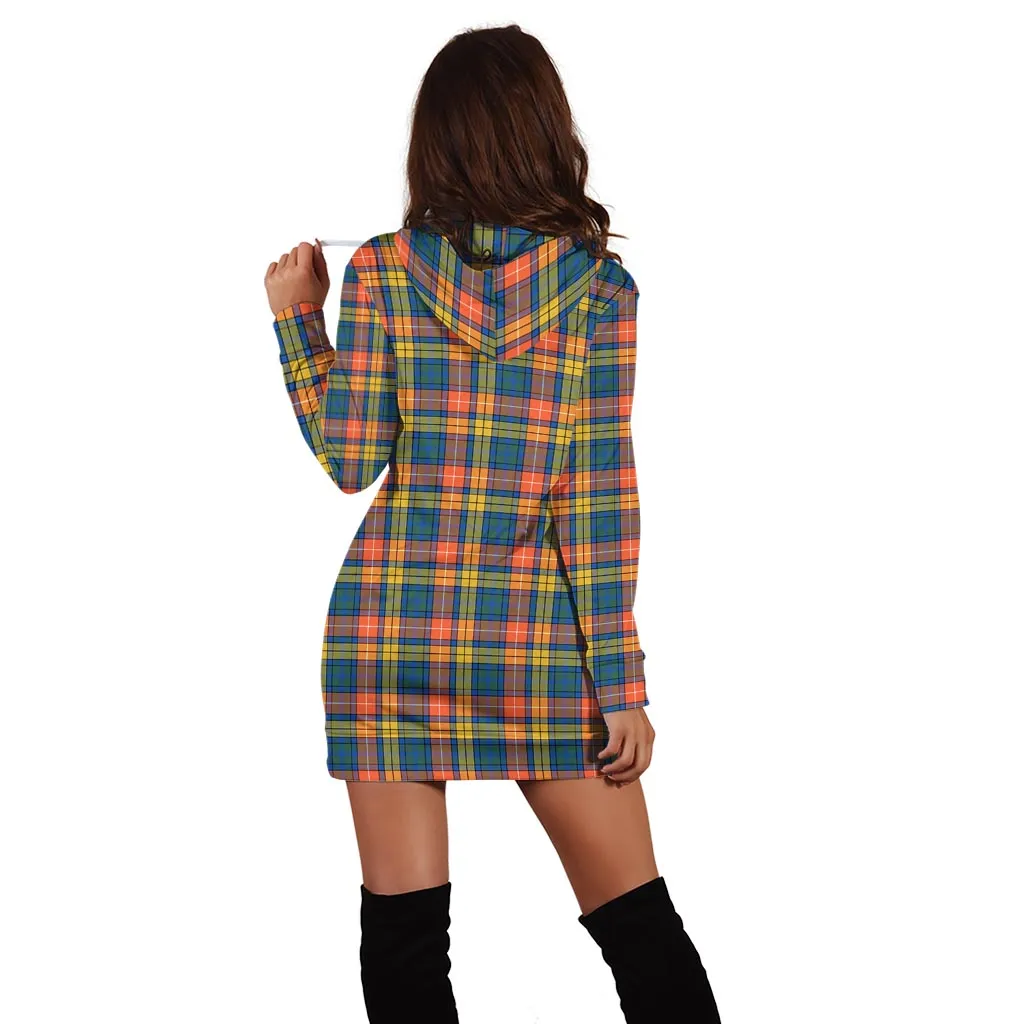 Buchanan Ancient Tartan Hoodie Dress with Family Crest