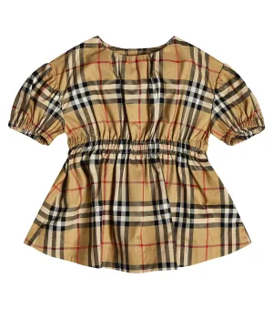 Burberry Kids Cotton Blend Baby Burberry Dress, Multicolor