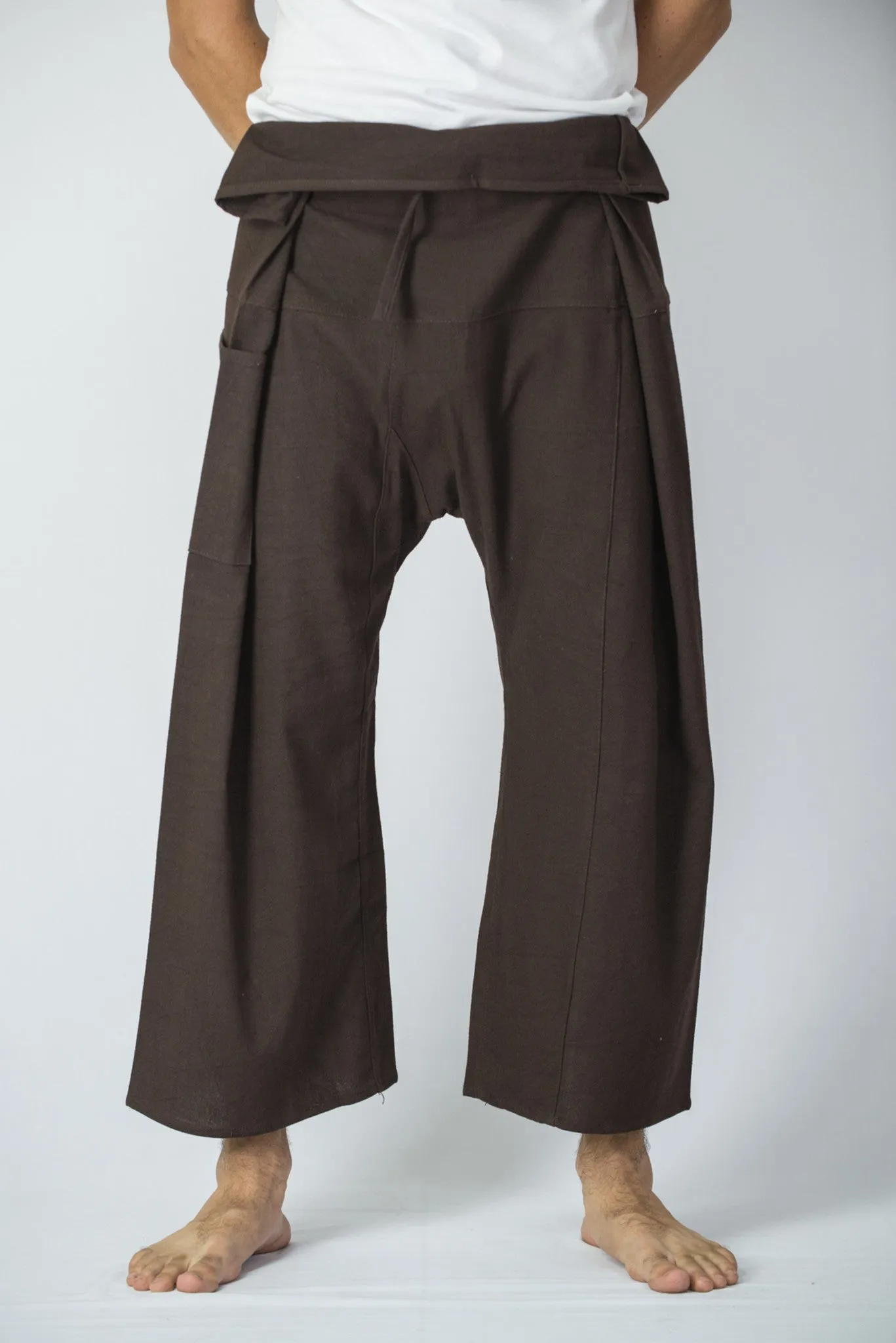 Cotton Thai Fisherman Yoga Massage Pants Solid Brown