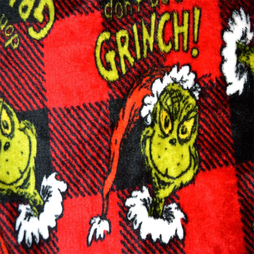 Dr. Seuss Don't Be A Grinch Red Buffalo Plaid Plush Lounge Pants