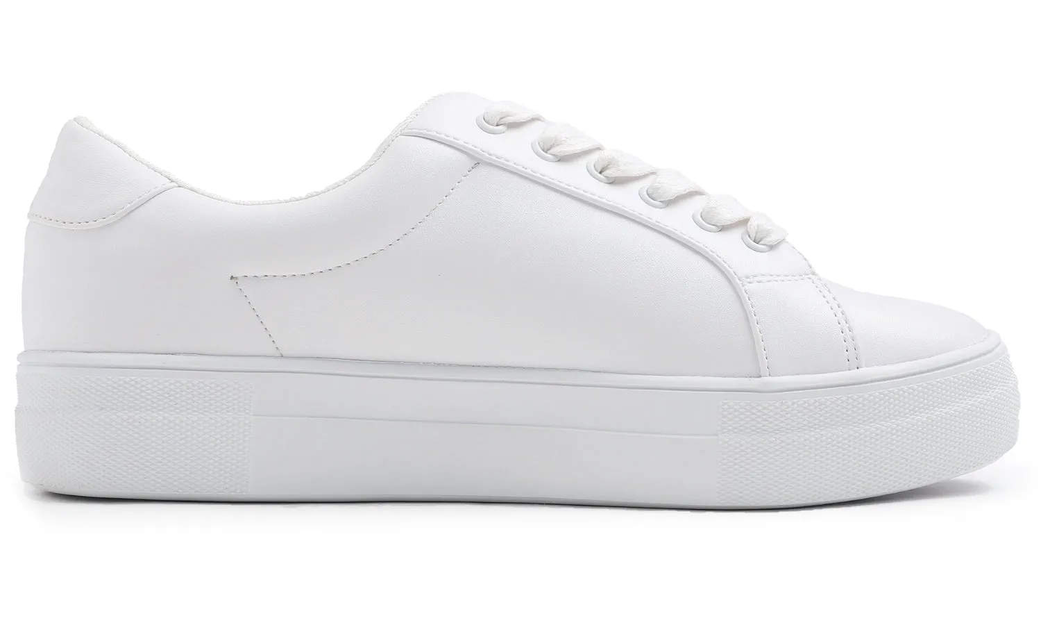 Feversole Women's Featured PU Leather White Platform Lace Up Sneaker