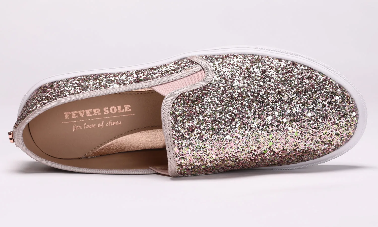 Feversole Women's Glitter Pink Gold Slip On Sneaker Casual Flat Loafers