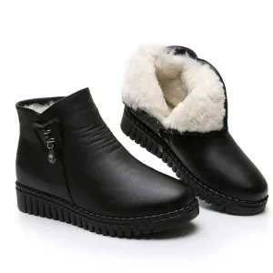 Genuine Leather Thick Fur Women Snow Boot