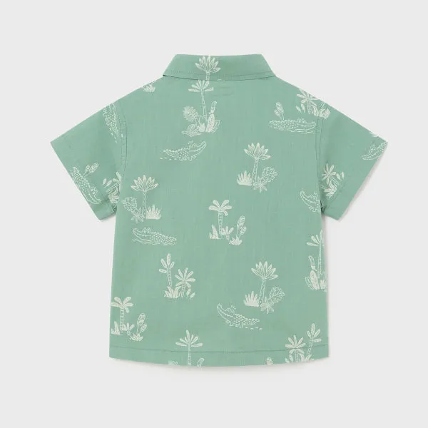 GREEN PRINTED SHORT SLEEVE SHIRT FOR BOYS