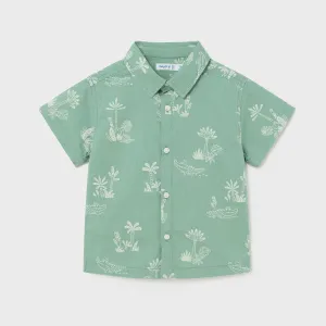 GREEN PRINTED SHORT SLEEVE SHIRT FOR BOYS