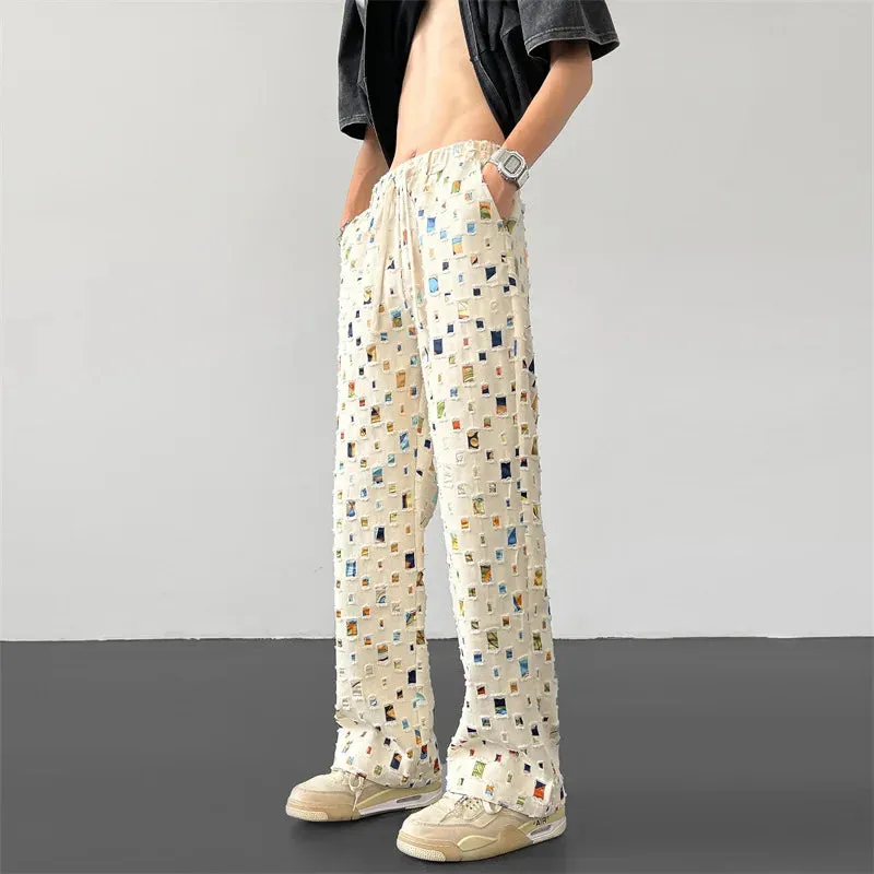 Hollow Checkered Plaid Pants