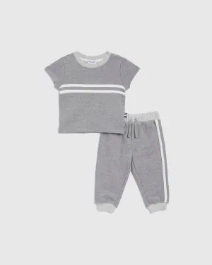 Infant Boy Contrast Short Sleeve Stripe Set