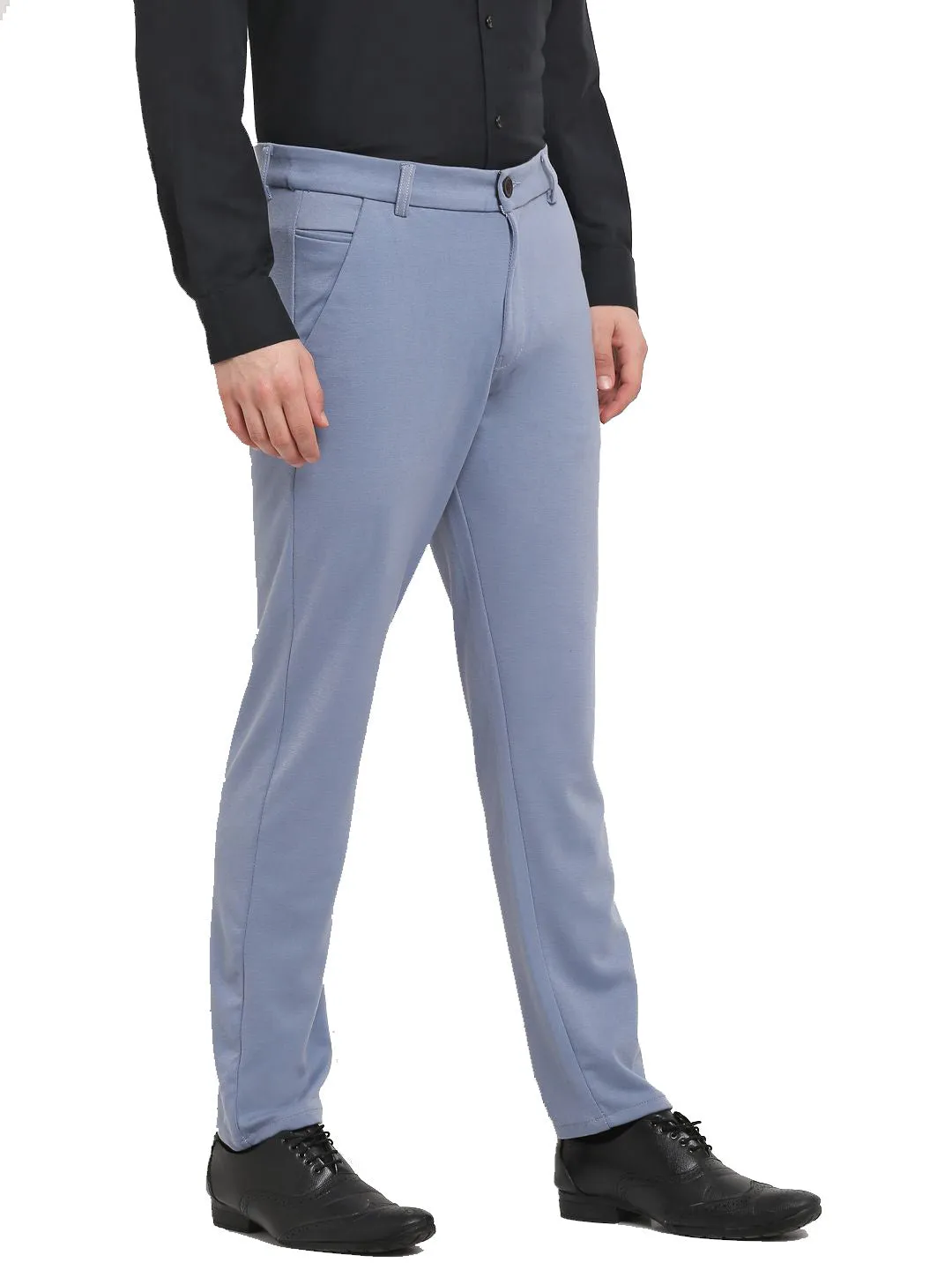 Jashvi Men's Grey 4-Way Lycra Tapered Fit Trousers