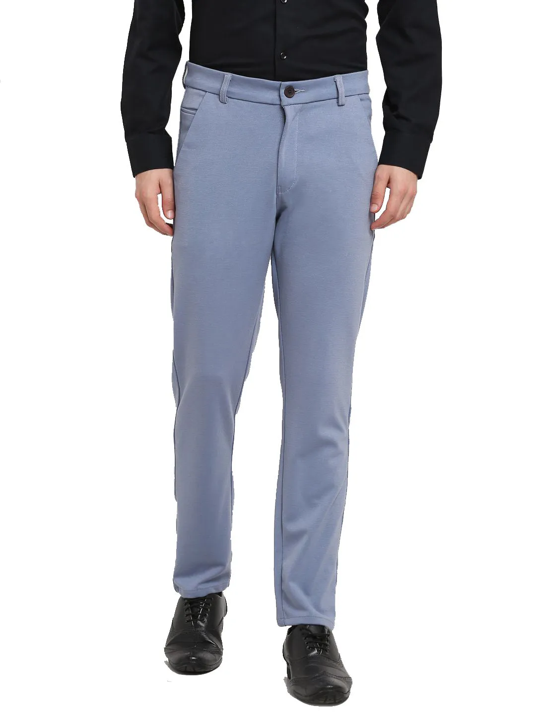 Jashvi Men's Grey 4-Way Lycra Tapered Fit Trousers