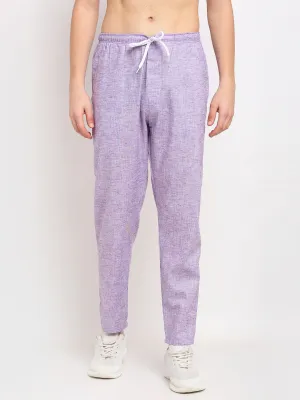 Jashvi Men's Purple Linen Cotton Track Pants